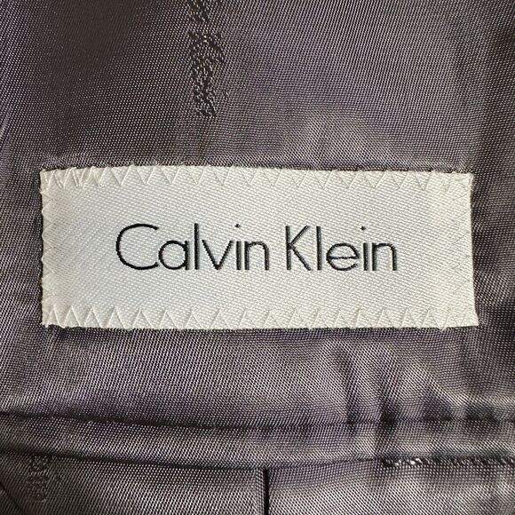 CALVIN KLEIN Men Blazer 46L Gray/Blue Wool Sport Coat 2-Button Jacket Windowpane - Picture 15 of 15